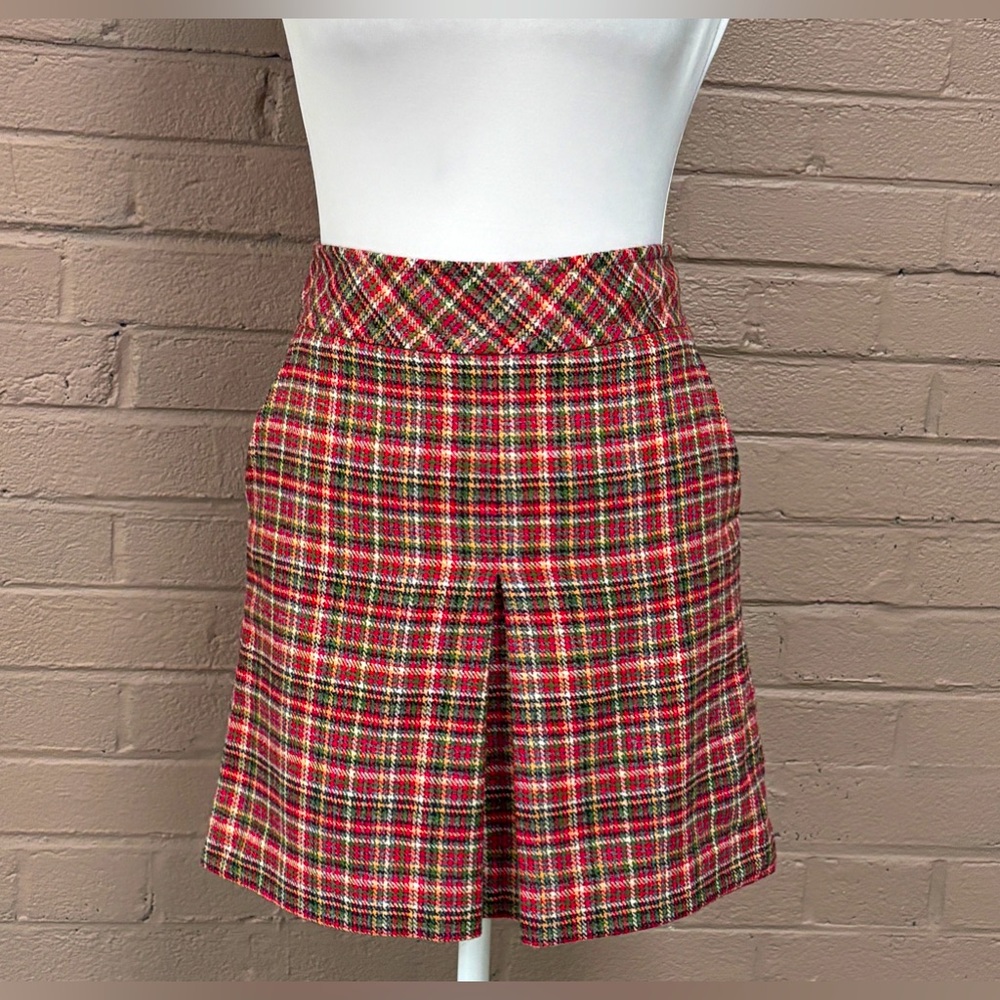 LOFT wool blend vintage plaid center pleat skirt 2P (runs large )